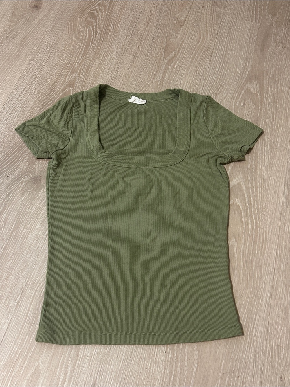 Cotton On Women’s Olive Square Neck Ribbed Short Sleeve Top Sz XS